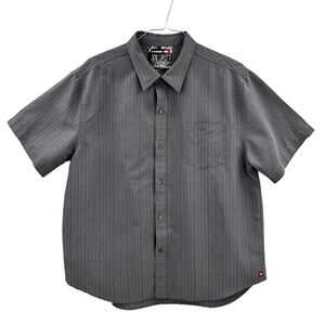 Tony Hawk Mens Short Sleeve Button Up Pinstripe Shirt Grey Skater Size XL